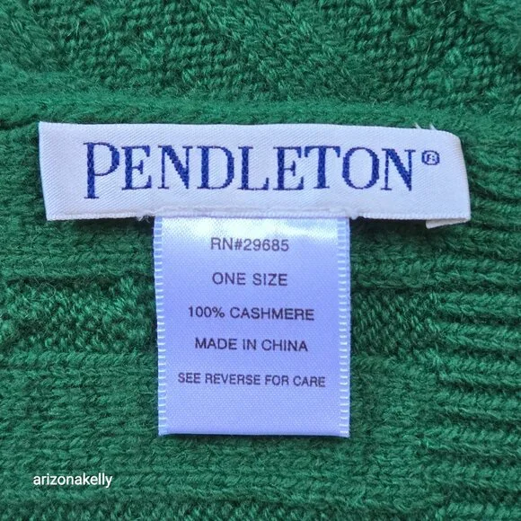 NWOT Pendleton Cashmere Cable Knit Scarf Green - Picture 2 of 13
